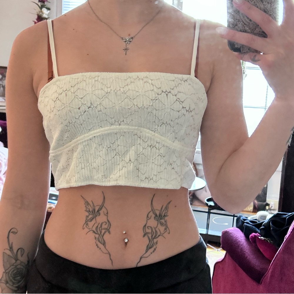 zara white lacy tank top - Picture 1 of 4